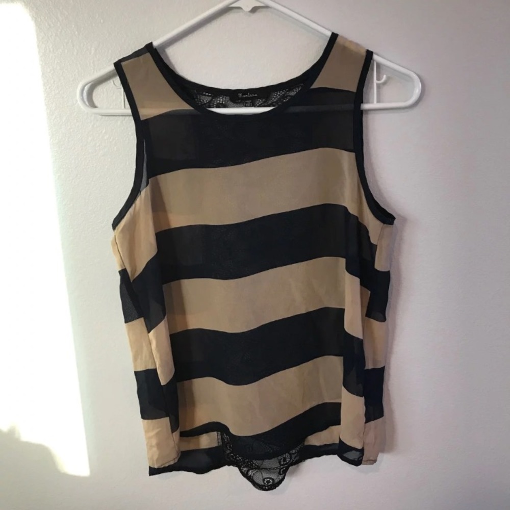 Navy and Tan Striped Tank